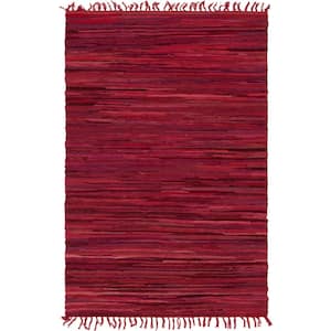 Chindi Cotton Striped Red 4 ft. x 6 ft. Area Rug