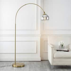 Nora 71 in. Brass Gold/White Coastal Vintage Iron LED Floor Lamp