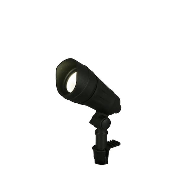 Hampton Bay 400 Lumen Low Voltage Black Integrated LED Outdoor Spotlight with Adjustable Light Color