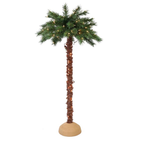 Puleo International 4 ft. Pre-Lit Artificial Palm Tree with 150 UL-Listed Lights