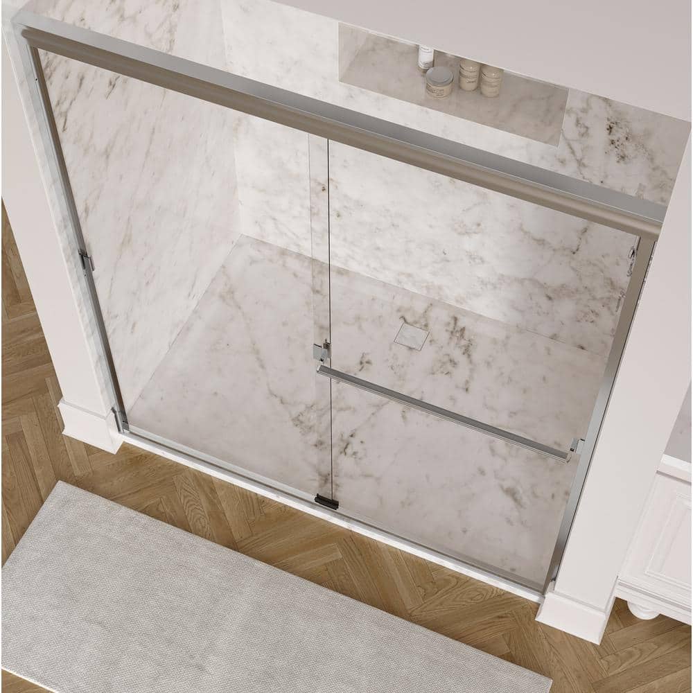 Chrome and Clear Glass Sliding Shower Door, 60" x 70"