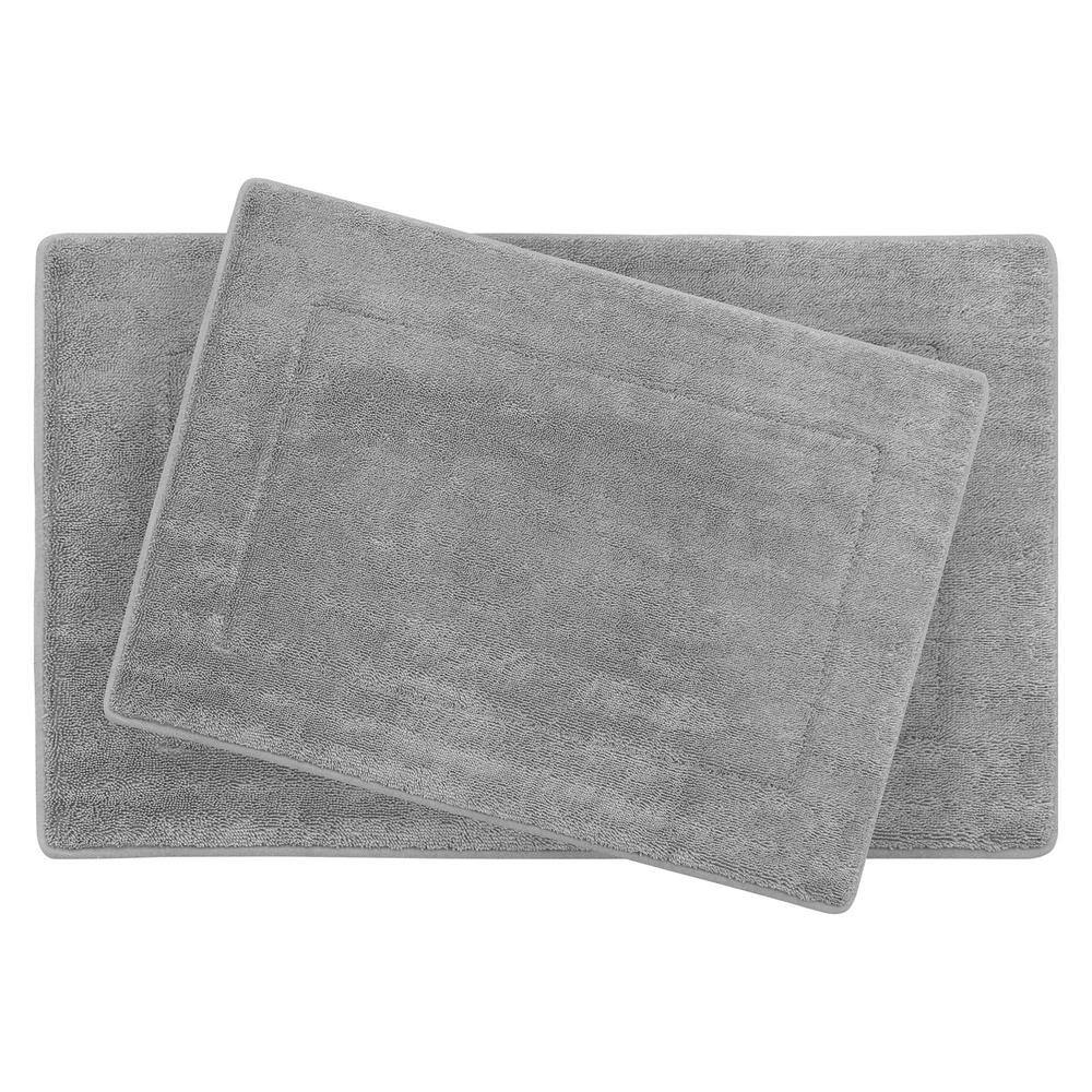 Terry Light Gray 20 in. x 32 in Microfiber Memory Foam. 2Piece Set Bath Mat SetYMB009314 The