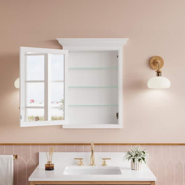 Jacuzzi 30-in x 26-in Rectangle Surface/Recessed Mirrored Medicine Cabinet