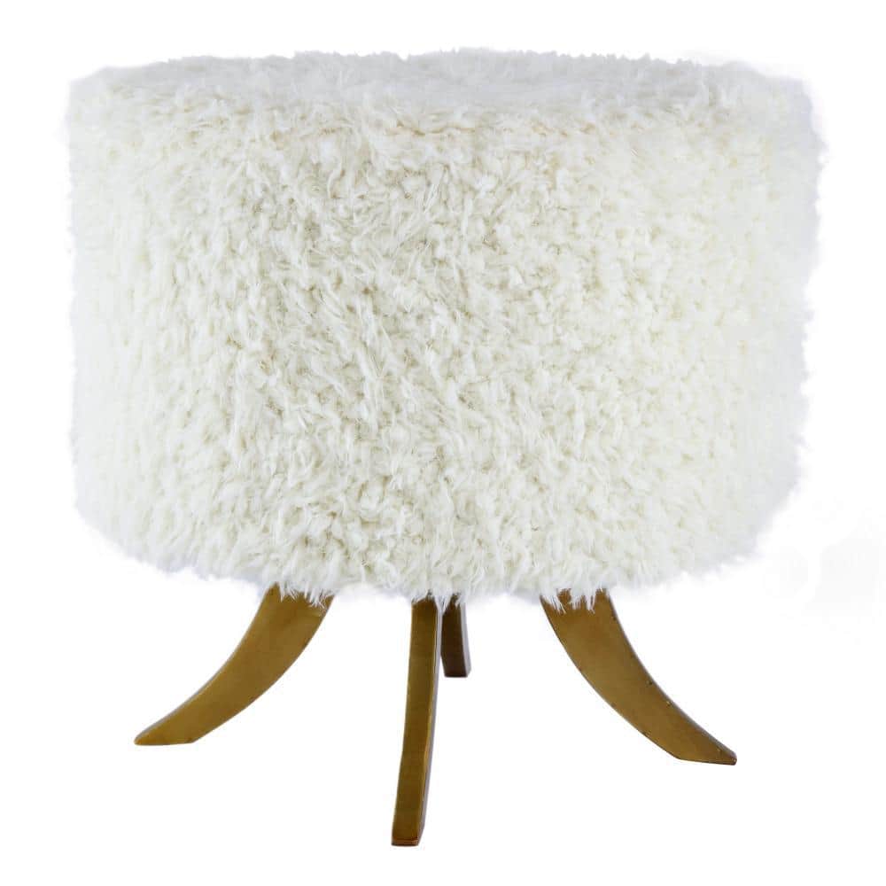 White and Brown Fabric Round Accent Ottoman price history on PriceWatchPro
