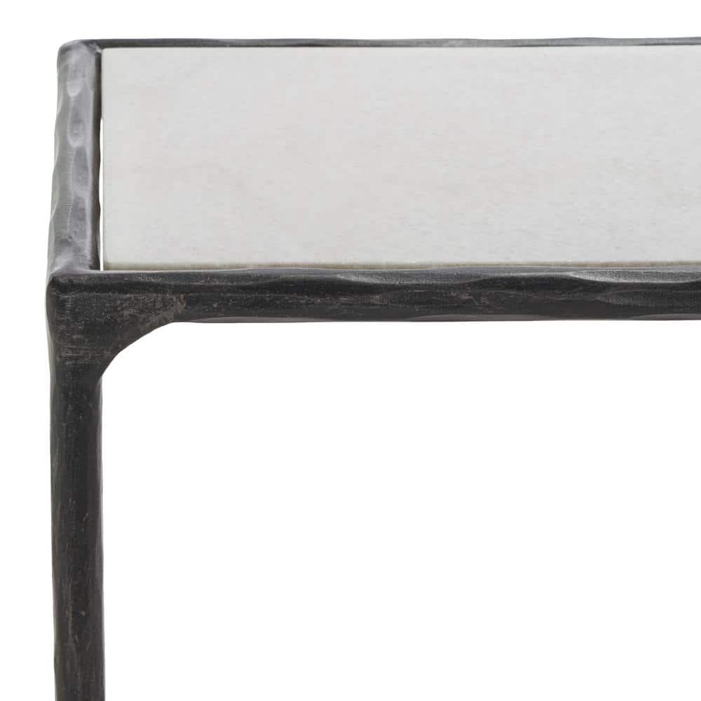 Evelynn Luxe 48'' Black Metal and White Marble Console Table