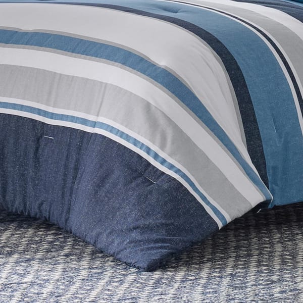 Nautica Highline 4-Piece Navy Blue Cotton Bonus Twin Comforter Set  USHS8K1201089 - The Home Depot