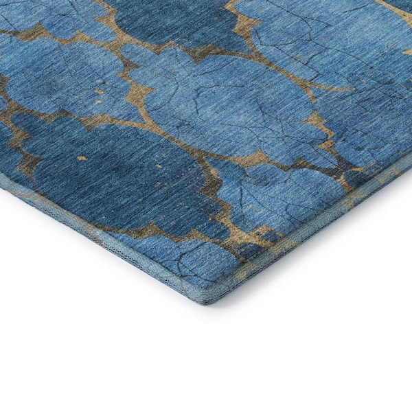 Mayfield Premium Machine Washable Abstract AMF1784 Blue 2 ft. x 3 ft. Area Rug
