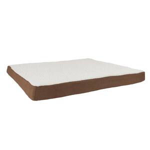 Large 44 in. x 35 in. Brown Sherpa Top Orthopedic Memory Foam Pet Bed with Non-Slip Bottom and Removeable Washable Cover