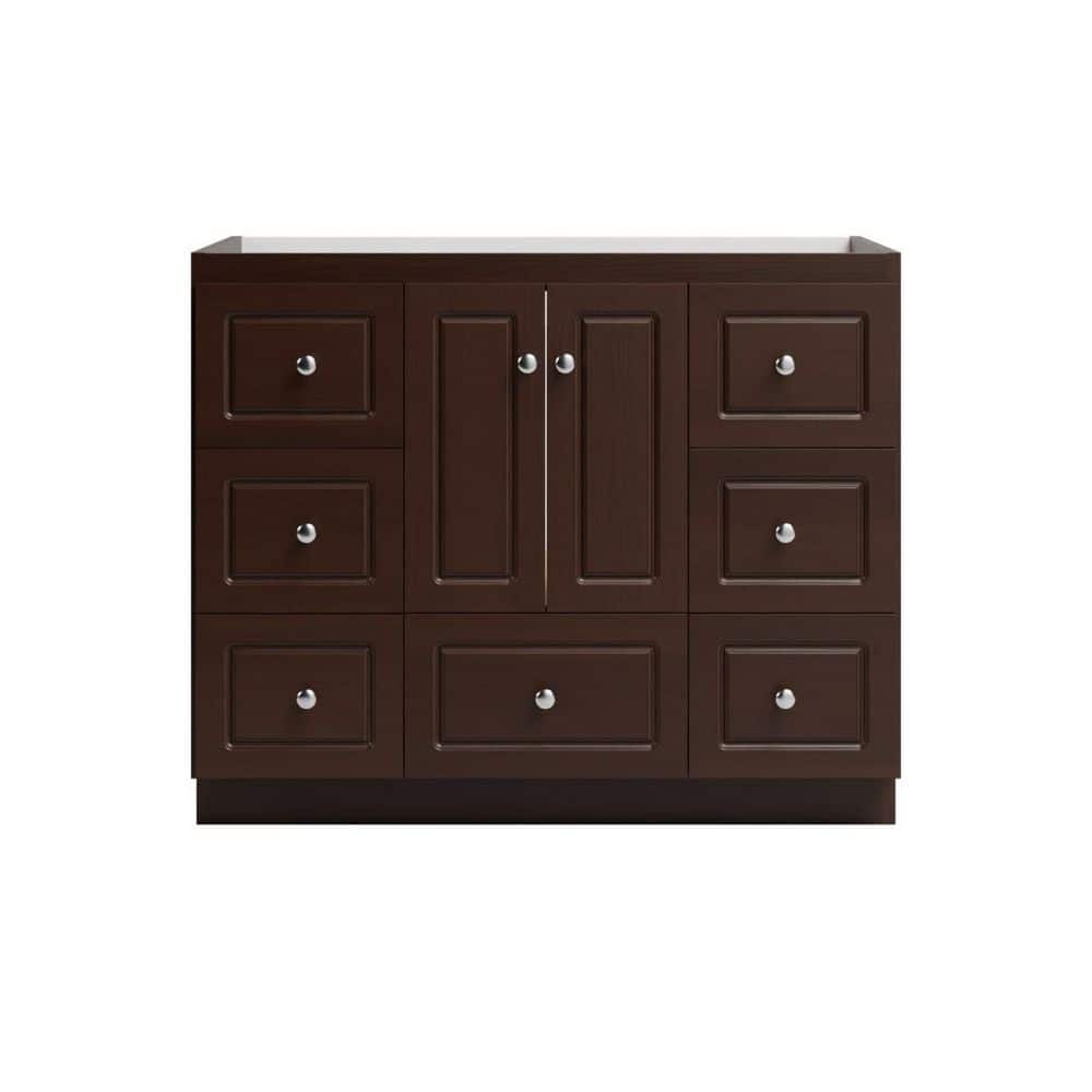 Ultraline 42 in. W x 21 in. D x 34.5 in. H Bath Vanity Cabinet without Top in Dark Alder price history on PriceWatchPro