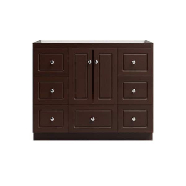 Ultraline 42 in. W x 21 in. D x 34.5 in. H Bath Vanity Cabinet without Top in Dark Alder