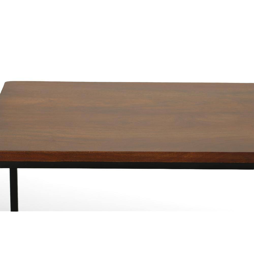 Chestnut Brown Mango Wood and Black Metal Desk with Shelves