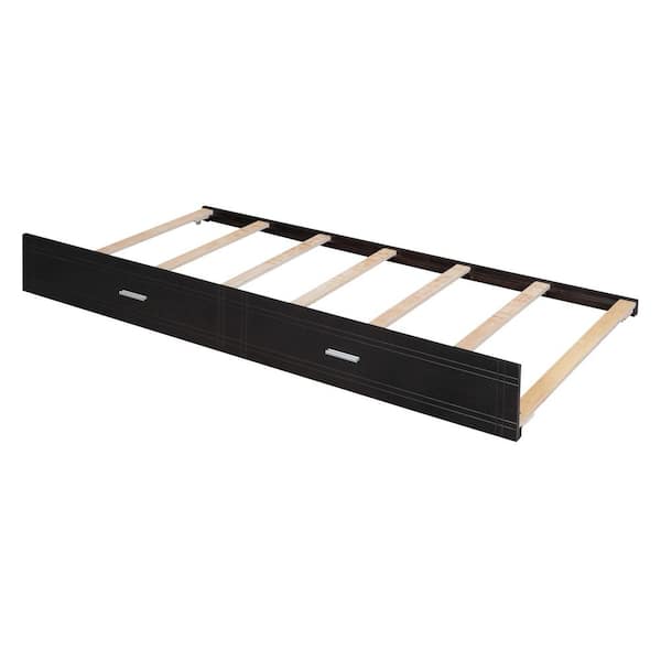 Espresso Full Over Full Bunk Bed with Twin Size Trundle and Staircase