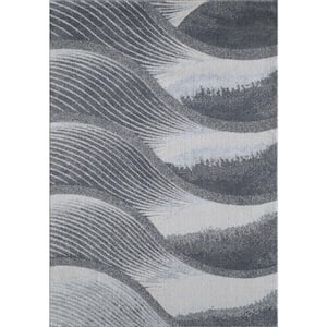 Illusions Grey/Blue Breeze 6 ft. x 9 ft. Abstract Area Rug