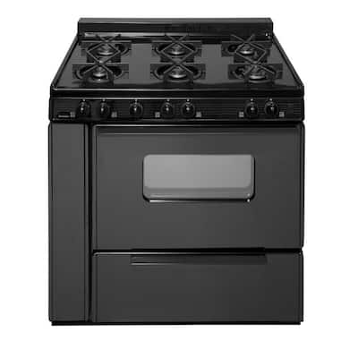 36 in. 3.91 cu. ft. Gas Range with Sealed Burners in Black