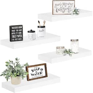 15.7 in. W x 6.7 in. D Floating Decorative Wall Shelf Bathroom Shelf Bedroom Kitchen Rustic Small Book Shelf, Set of 4
