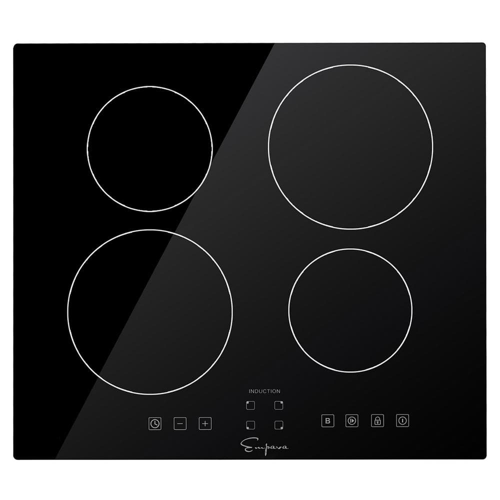 24 in. Electric Stove Induction Cooktop Smooth Surface Vitro Ceramic Glass with 4 -Elements Booster Burner in Black