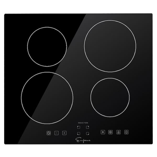24 in. Electric Stove Induction Cooktop Smooth Surface Vitro Ceramic Glass with 4 -Elements Booster Burner in Black