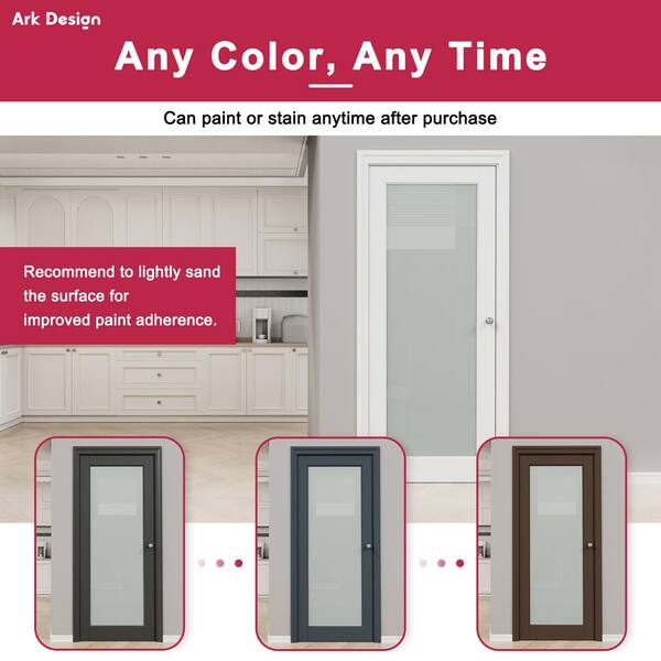 28 in. x 80 in. 1/2-Lite Frosted Glass Left Handed Unfinished Pine Single Door with Quick Assemble Jamb Kit