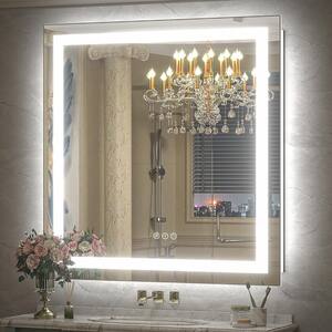 38 in. W x 38 in. H Square Frameless Front & Back LED Lighted Anti-Fog Tempered Glass Wall Bathroom Vanity Mirror