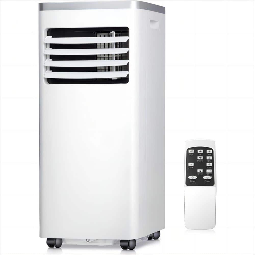 COWSAR 6,000 BTU DOE 115-Volt Portable Air Conditioner Cools 300 Sq. Ft.  with Dehumidifier and Remote in White SZHD-A4213-10K - The Home Depot