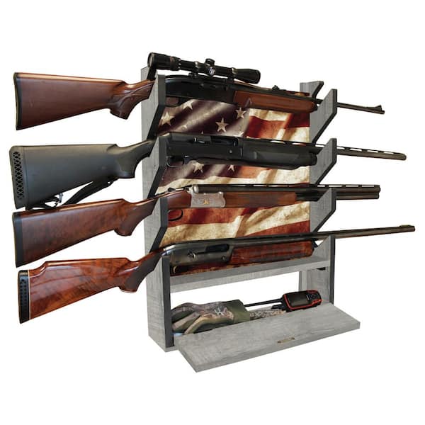 Wooden 7 Guns Display Rack Rifle Shotgun Storage Safe Hunting for Home Garage 