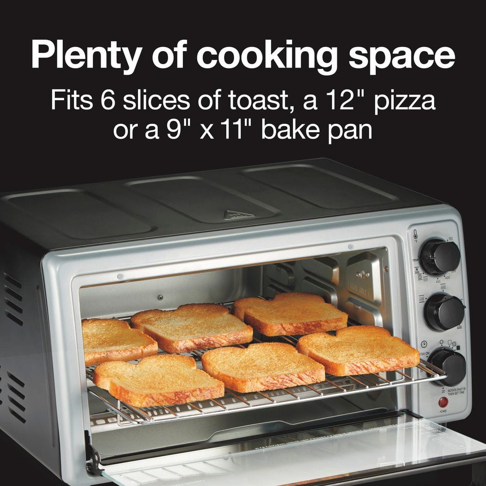 Black 6-Slice Air Fryer Toaster Oven with Broiler