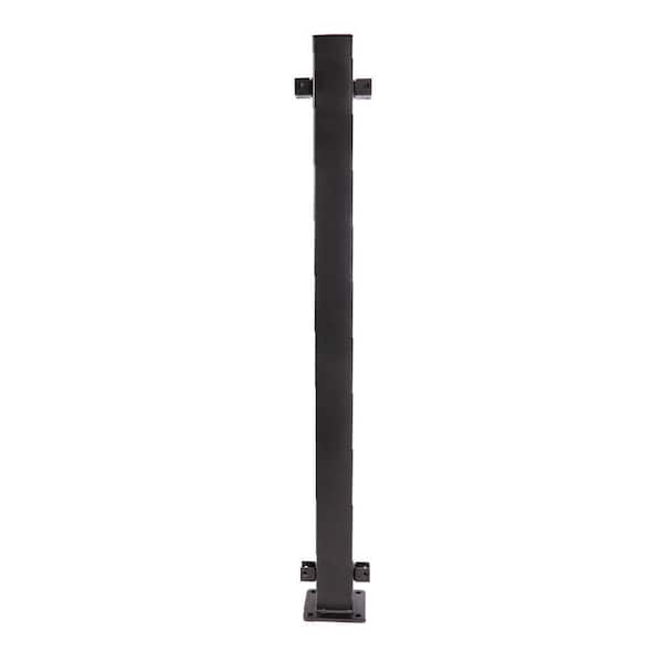 Fe26 39.5 in. H x 2 in. W Black Steel Railing Line Post