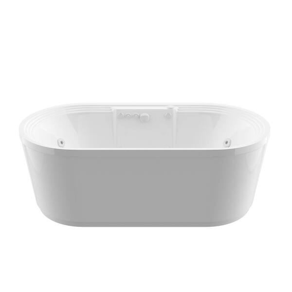 Universal Tubs Pearl 5.6 ft. Acrylic Center Drain Flatbottom Whirlpool and Air Bath Tub in White HD3467RD