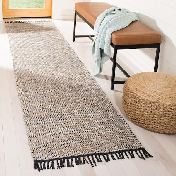 Vintage Leather Silver 2 ft. x 6 ft. Solid Runner Rug