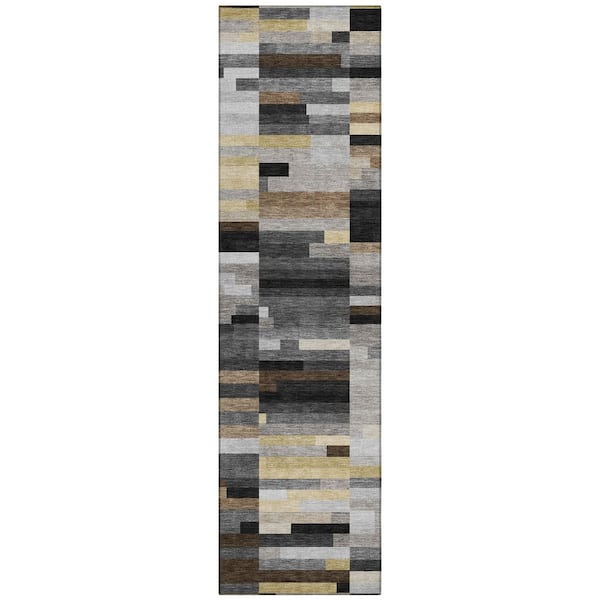 Chantille Machine Washable Indoor/Outdoor Abstract ACN3107 Graphite 2 ft. x 7 ft. Runner Rug