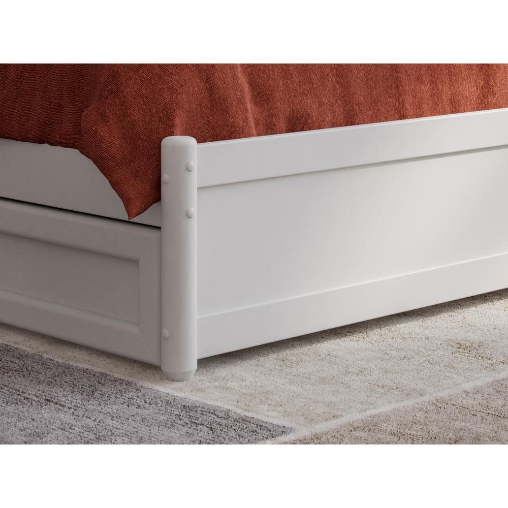 Barcelona White Full Wood Panel Platform Bed with Storage Drawers