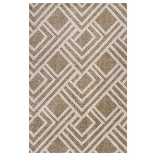 Beige, Ivory 7 ft. x 10 ft. Woven Polypropylene Rectangle Indoor/Outdoor Area Rug