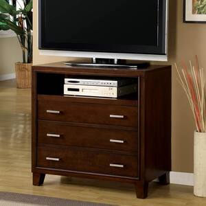 Laton Brown Cherry Media Chest Fits TVs up to 40 in. with 3-Drawer