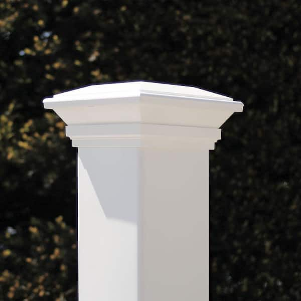 4 in. x 4 in. White Contemporary Post Cap with Glue