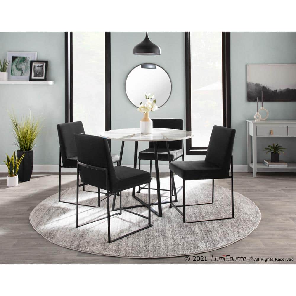 Elegant High Back Fuji Dining Chairs in Black Velvet and Steel