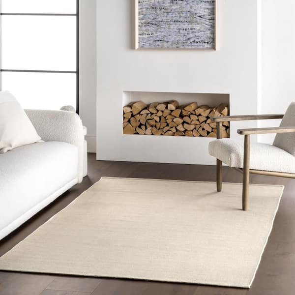 Salima Solid Beige 4 ft. x 6 ft. Outdoor Area Rug