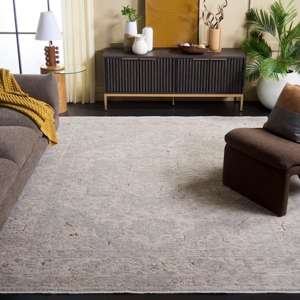 Garnet 9 ft. x 12 ft. Ivory/Gray Rust Ornate Medallion Area Rug