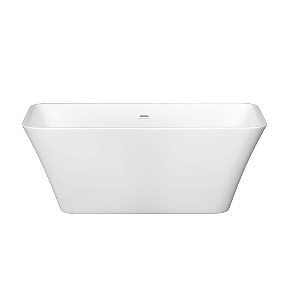 67 in. x 30 in. Freestanding Soaking Acrylic Alcove Bathtub with Center Dra