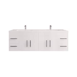 Elsa 70.88 in. W x 19.50 in. D x 22.05 in. H Bathroom Vanity in High Gloss White with White Acrylic Top