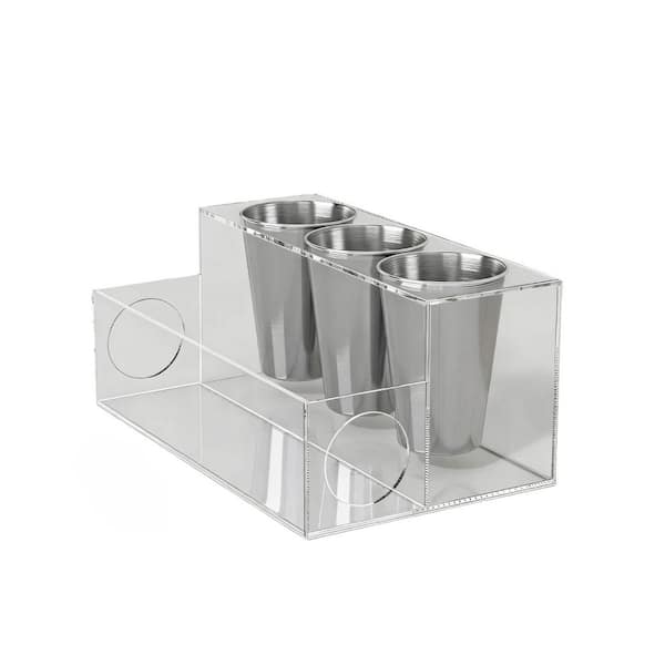 Countertop Hair Tool Organizer in Clear Acrylic,Hair Dryer Organizer for Bathroom Vanity and Makeup Toiletries Storage