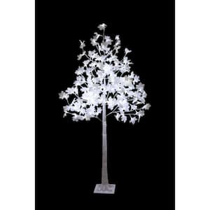 5.5 ft. Pre-Lit Maple Tree with White Leaves and 120 Warm White and Clear White Lights
