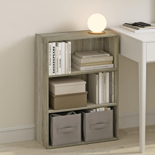 Furinno Simple 31.5 in. Tall Sonoma Oak Wood 3-Shelf Bookcase