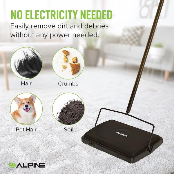 Alpine Industries Commercial 11 in. Cordless Manual Triple Brush