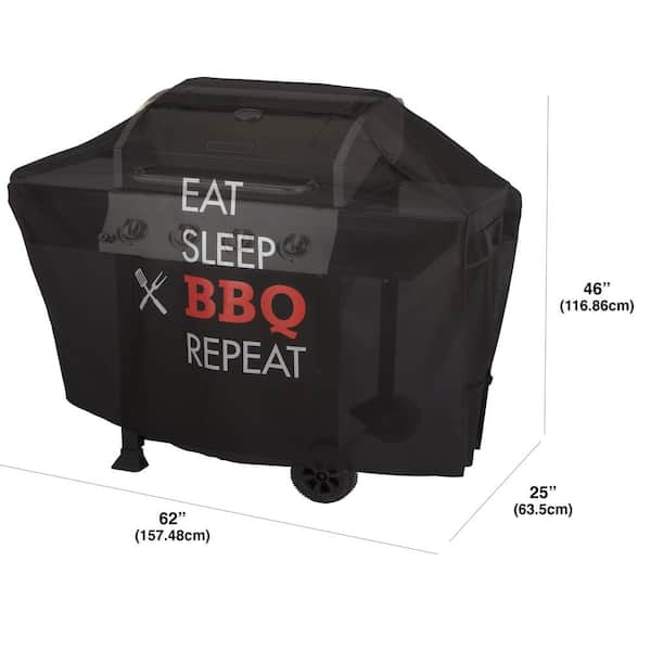 Chalet Water Resistant Repeat 3 to 4-Burner Grill Cover, 62 in. W x 25 in. D x 46 in. H, Black
