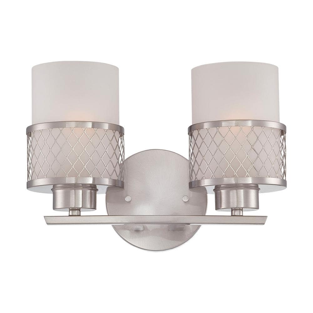 SATCO 12 in. 2Light Brushed Nickel Vanity Light 60/4682 The Home Depot