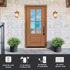 Regency 36 in. x 80 in. Universal Handing 3/4 L 4SDL Oasis Decorative Glass Autumn What Stain Fiberglass Front Door Slab