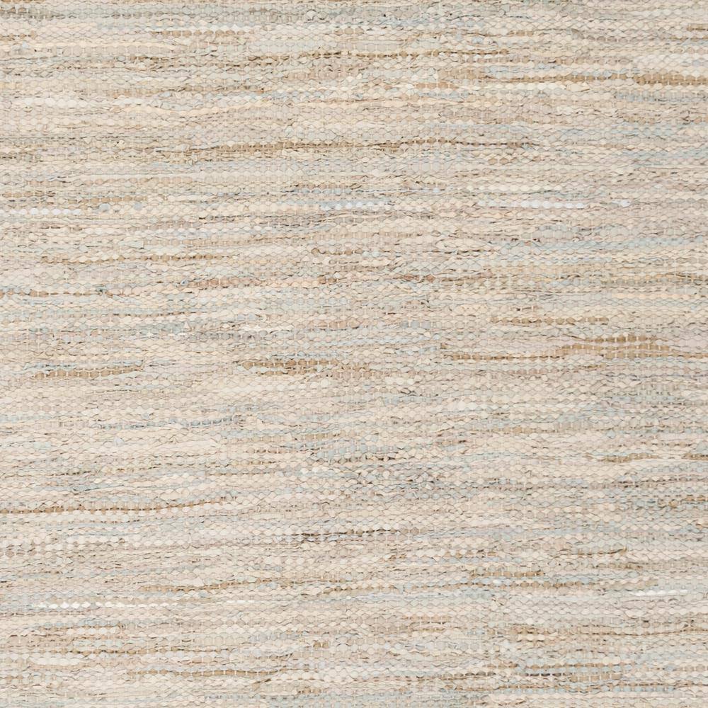 Handmade Vintage Leather Beige 6' Square Flat Woven Cowhide Rug