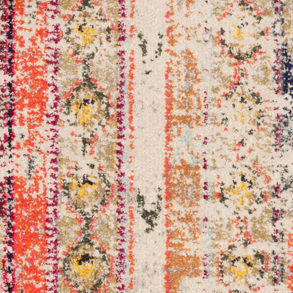 Bohemian Flair Light Grey Multi Synthetic 4' x 5'7" Reversible Area Rug