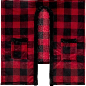 Checkered Print Lightweight Wrap Scarf 100% Polyester - Red