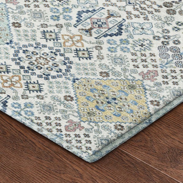 Mayfield Premium Machine Washable Abstract AMF2440 Ivory 10 ft. x 14 ft. Area Rug